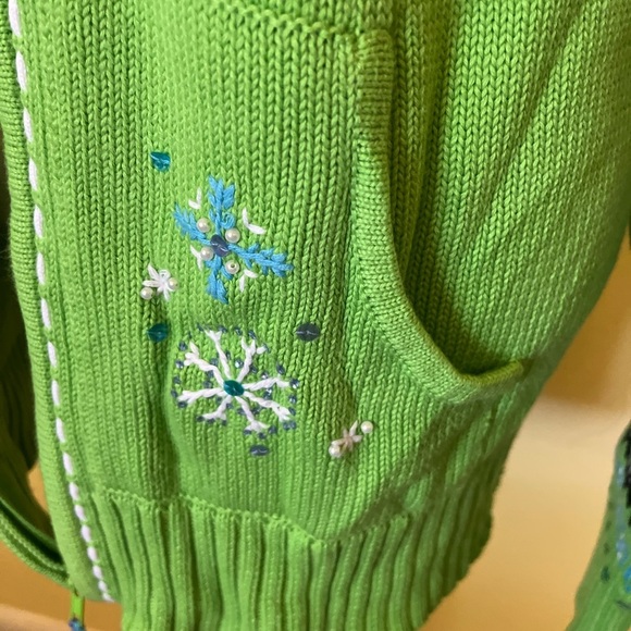 Quacker Factory Green Patterned Womens Full Zip Sweater Size XL - Picture 6 of 8